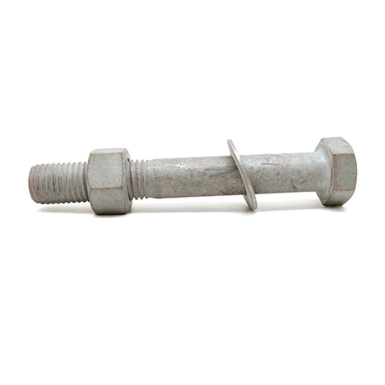 Steel Hexagon Head Fine Pitch Long Shank Power Bolt At Hex Nut na may Flat Washer